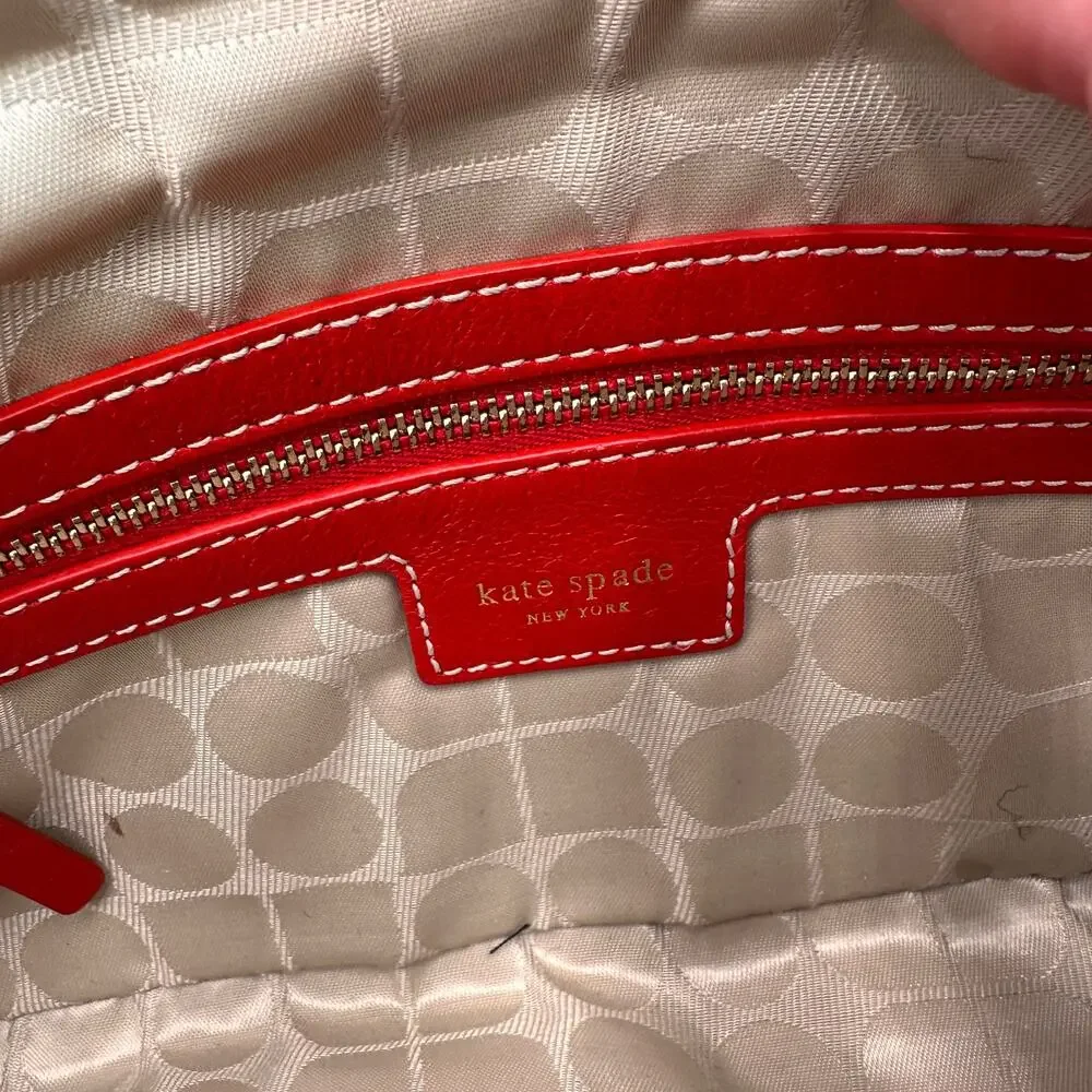 Kate Spade Red Leather Square Studded Flap Clutch